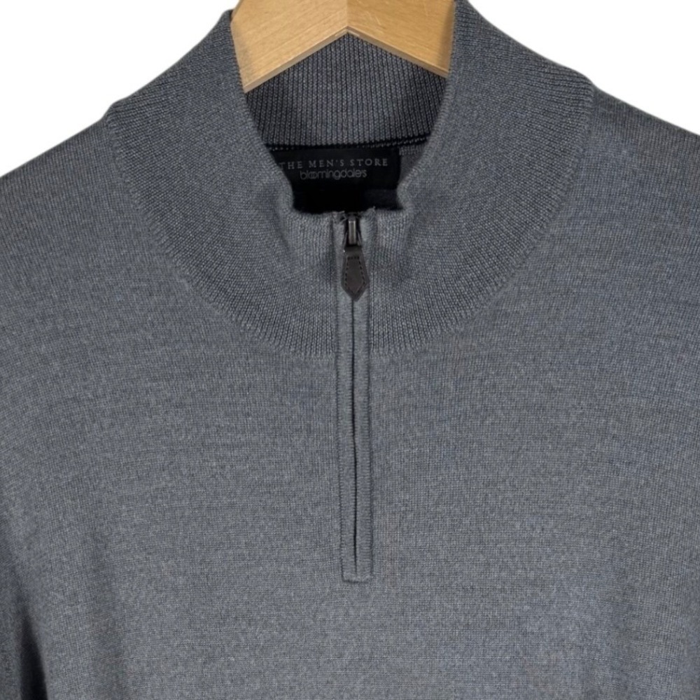 The Men's Store Bloomingdale's Gray 100% Merino Wool Quarter Zip Sweater XL